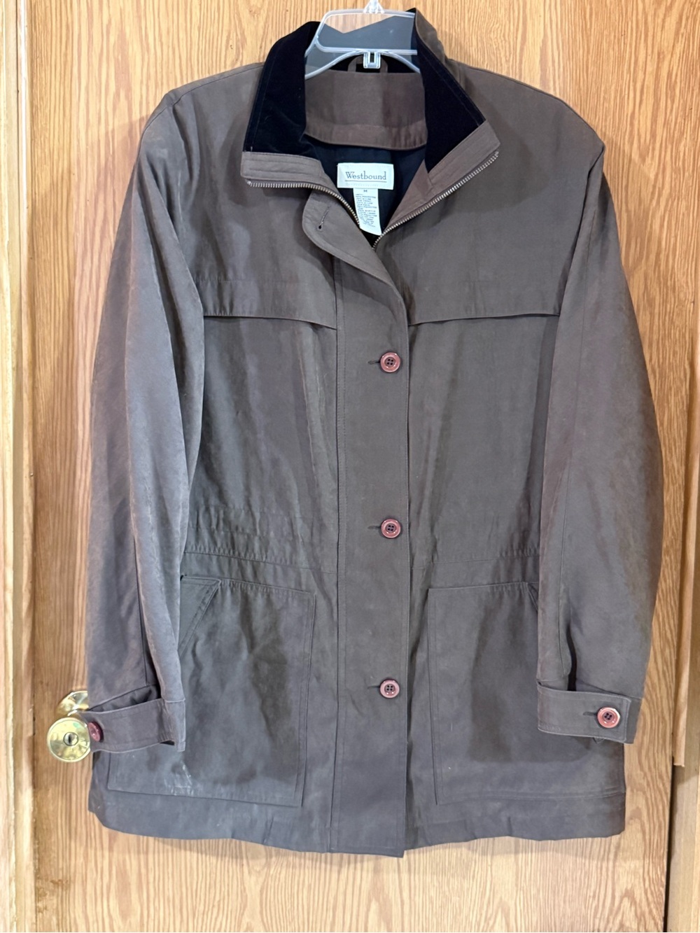 Westbound Women's Dark Brown Utility Jacket with Black Collar